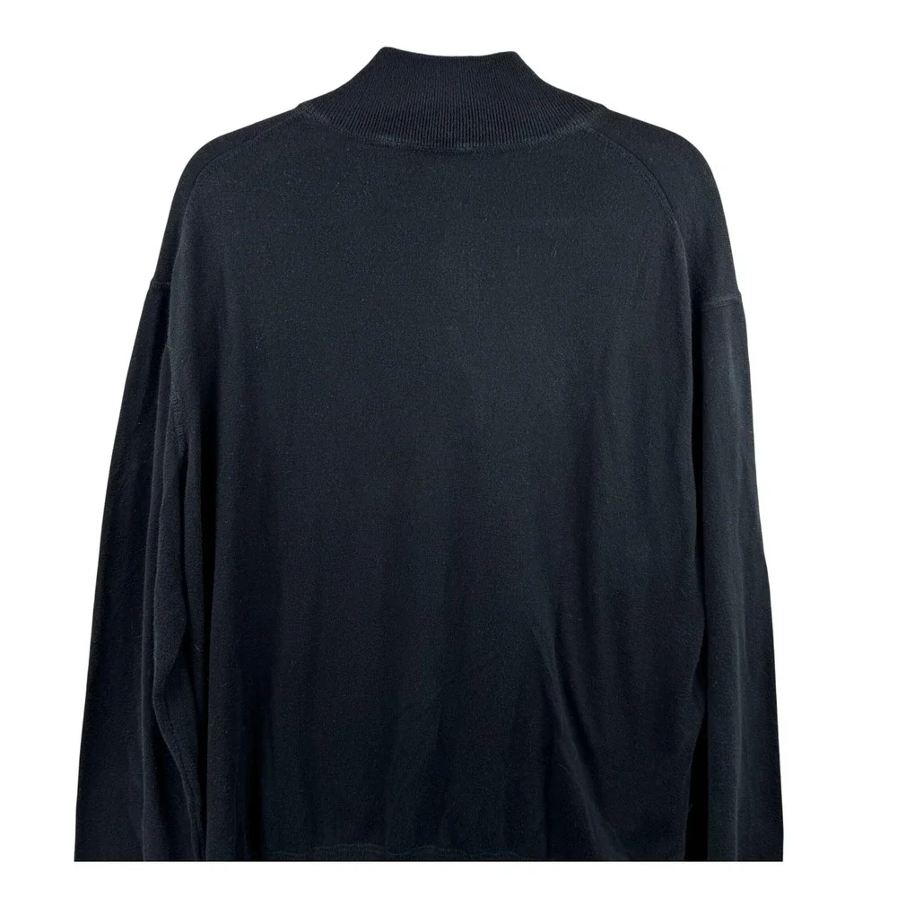 Polo Ralph Lauren Quarter Zip Sweater Mens‎ XXL Black Cotton Knit Pullover Logo